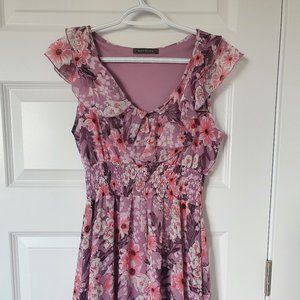 Suzy Shier purple/pink floral dress (XS)